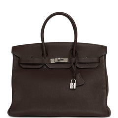 Vintage Hermes Birkin 35 Chocolate Togo Palladium Hardware