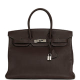 Vintage Hermes Birkin 35 Chocolate Togo Palladium Hardware - Thumbnail View 1