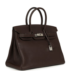 Vintage Hermes Birkin 35 Chocolate Togo Palladium Hardware