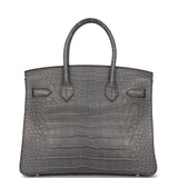 Hermes Birkin 30 Gris Paris Matte Alligator Gold Hardware - Thumbnail View 4