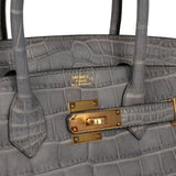 Hermes Birkin 30 Gris Paris Matte Alligator Gold Hardware - Thumbnail View 7
