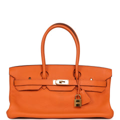 Vintage Hermes Shoulder Birkin 42 JPG Orange Clemence Gold Hardware