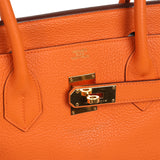 Vintage Hermes Shoulder Birkin 42 JPG Orange Clemence Gold Hardware - Thumbnail View 7