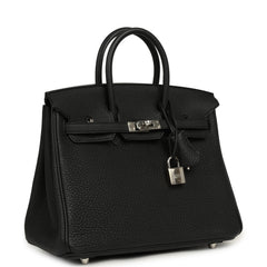 Pre-owned Hermes Birkin 25 Black Togo Palladium Hardware
