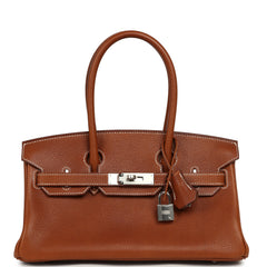 Hermes Shoulder Birkin Light 29 Fauve Barenia Faubourg Palladium Hardware