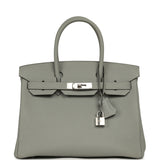 Pre-owned Hermes Birkin 30 Gris Mouette Togo Palladium Hardware - Thumbnail View 1