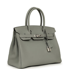 Pre-owned Hermes Birkin 30 Gris Mouette Togo Palladium Hardware