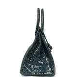 Pre-owned Hermes Birkin 35 Bleu Tempete Shiny Porosus Crocodile Palladium Hardware - Thumbnail View 3