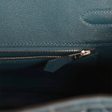 Pre-owned Hermes Birkin 35 Bleu Tempete Shiny Porosus Crocodile Palladium Hardware - Thumbnail View 8
