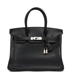 Vintage Hermes Birkin 30 Bleu Indigo Evergrain Palladium Hardware