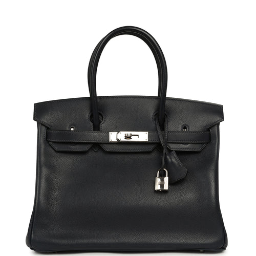 Vintage Hermes Birkin 30 Bleu Indigo Evergrain Palladium Hardware