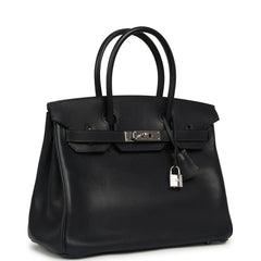Vintage Hermes Birkin 30 Bleu Indigo Evergrain Palladium Hardware
