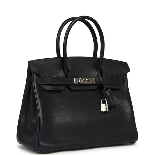 Vintage Hermes Birkin 30 Bleu Indigo Evergrain Palladium Hardware