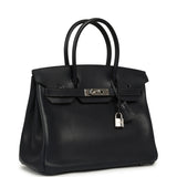 Vintage Hermes Birkin 30 Bleu Indigo Evergrain Palladium Hardware - Thumbnail View 2