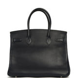 Vintage Hermes Birkin 30 Bleu Indigo Evergrain Palladium Hardware - Thumbnail View 4