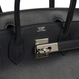 Vintage Hermes Birkin 30 Bleu Indigo Evergrain Palladium Hardware - Thumbnail View 7