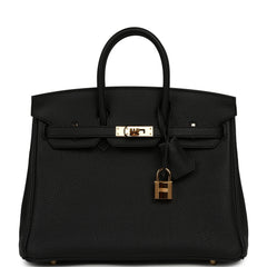 Pre-owned Hermes Birkin 25 Black Verso Togo Gold Hardware