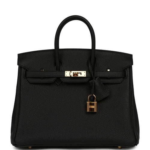 Pre-owned Hermes Birkin 25 Black Verso Togo Gold Hardware