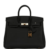 Pre-owned Hermes Birkin 25 Black Verso Togo Gold Hardware - Thumbnail View 1