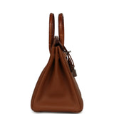 Pre-owned Hermes Birkin 25 Gold Togo, Matte Alligator Touch Palladium Hardware - Thumbnail View 3