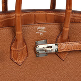 Pre-owned Hermes Birkin 25 Gold Togo, Matte Alligator Touch Palladium Hardware - Thumbnail View 7