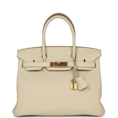 Pre-owned Hermes Birkin 30 Craie Togo Gold Hardware