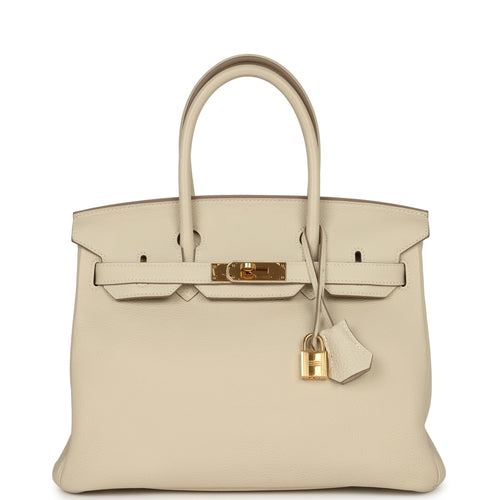 Pre-owned Hermes Birkin 30 Craie Togo Gold Hardware