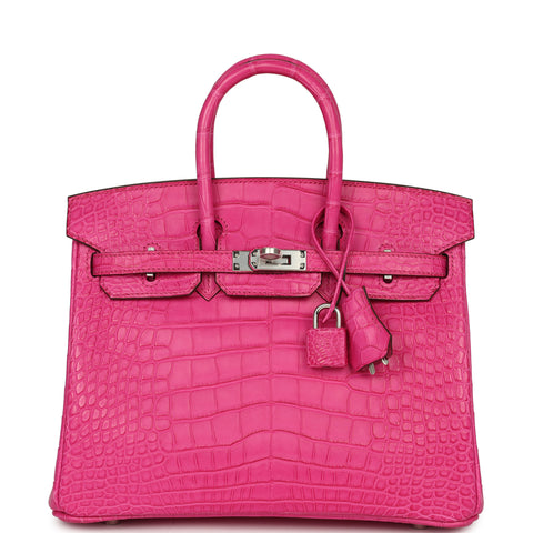Hermes Birkin 25 Rose Shocking Matte Alligator Palladium Hardware
