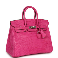 Hermes Birkin 25 Rose Shocking Matte Alligator Palladium Hardware