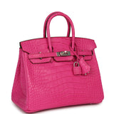 Hermes Birkin 25 Rose Shocking Matte Alligator Palladium Hardware - Thumbnail View 2