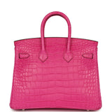 Hermes Birkin 25 Rose Shocking Matte Alligator Palladium Hardware - Thumbnail View 4