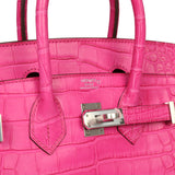 Hermes Birkin 25 Rose Shocking Matte Alligator Palladium Hardware - Thumbnail View 7