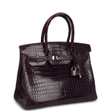 Pre-owned Hermes Birkin 30 Amethyst Shiny Porosus Crocodile Palladium Hardware - Thumbnail View 2