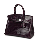 Pre-owned Hermes Birkin 30 Amethyst Shiny Porosus Crocodile Palladium Hardware - Thumbnail View 5