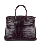 Pre-owned Hermes Birkin 30 Amethyst Shiny Porosus Crocodile Palladium Hardware - Thumbnail View 4