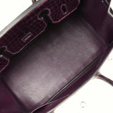 Pre-owned Hermes Birkin 30 Amethyst Shiny Porosus Crocodile Palladium Hardware - Thumbnail View 8