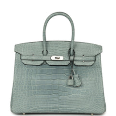 Hermes Birkin 35 Ciel Matte Alligator Palladium Hardware