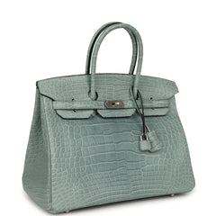 Hermes Birkin 35 Ciel Matte Alligator Palladium Hardware