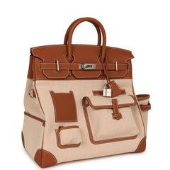 Hermes Birkin Cargo HAC 40 Gold Togo, Ecru-Beige Cargo H Canvas Palladium Hardware