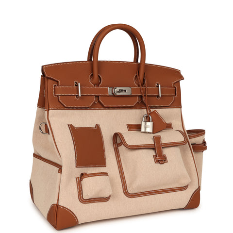 Hermes Birkin Cargo HAC 40 Gold Togo, Ecru-Beige Cargo H Canvas Palladium Hardware
