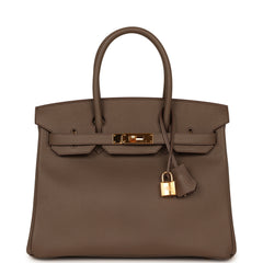 Pre-owned Hermes Birkin 30 Etain Epsom Gold Hardware