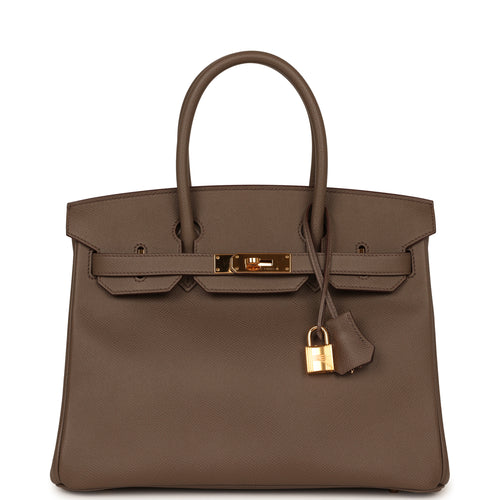 Pre-owned Hermes Birkin 30 Etain Epsom Gold Hardware