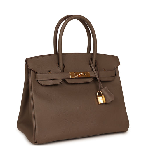 Pre-owned Hermes Birkin 30 Etain Epsom Gold Hardware