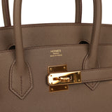 Pre-owned Hermes Birkin 30 Etain Epsom Gold Hardware - Thumbnail View 7