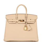 Pre-owned Hermes Birkin 25 Craie Togo Gold Hardware - Thumbnail View 1