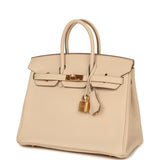 Pre-owned Hermes Birkin 25 Craie Togo Gold Hardware - Thumbnail View 5