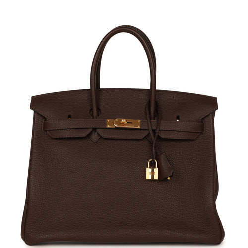 Pre-owned Hermes Birkin 35 Chocolate Togo Gold Hardware