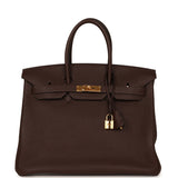 Pre-owned Hermes Birkin 35 Chocolate Togo Gold Hardware - Thumbnail View 1