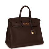 Pre-owned Hermes Birkin 35 Chocolate Togo Gold Hardware - Thumbnail View 2