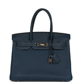 Pre-owned Hermes Birkin 30 Bleu de Prusse Togo Palladium Hardware - Thumbnail View 1